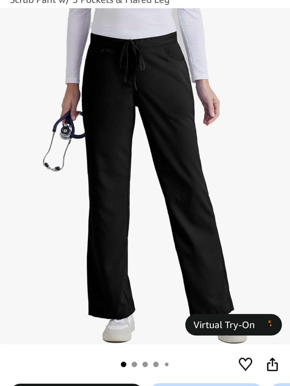 Barco Uniforms Black Flared Scrub Pants with Drawstring Waist